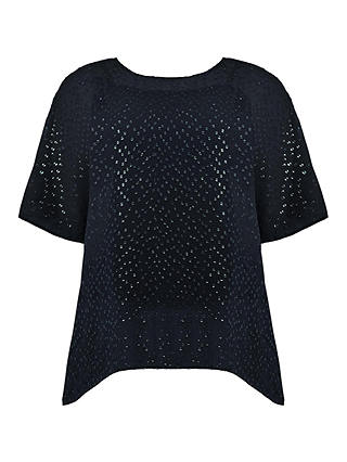 Live Unlimited Curve Metallic Dobby Overlay Top, Black