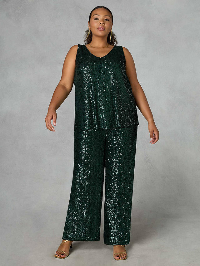 Live Unlimited Curve Sequin Trousers, Green