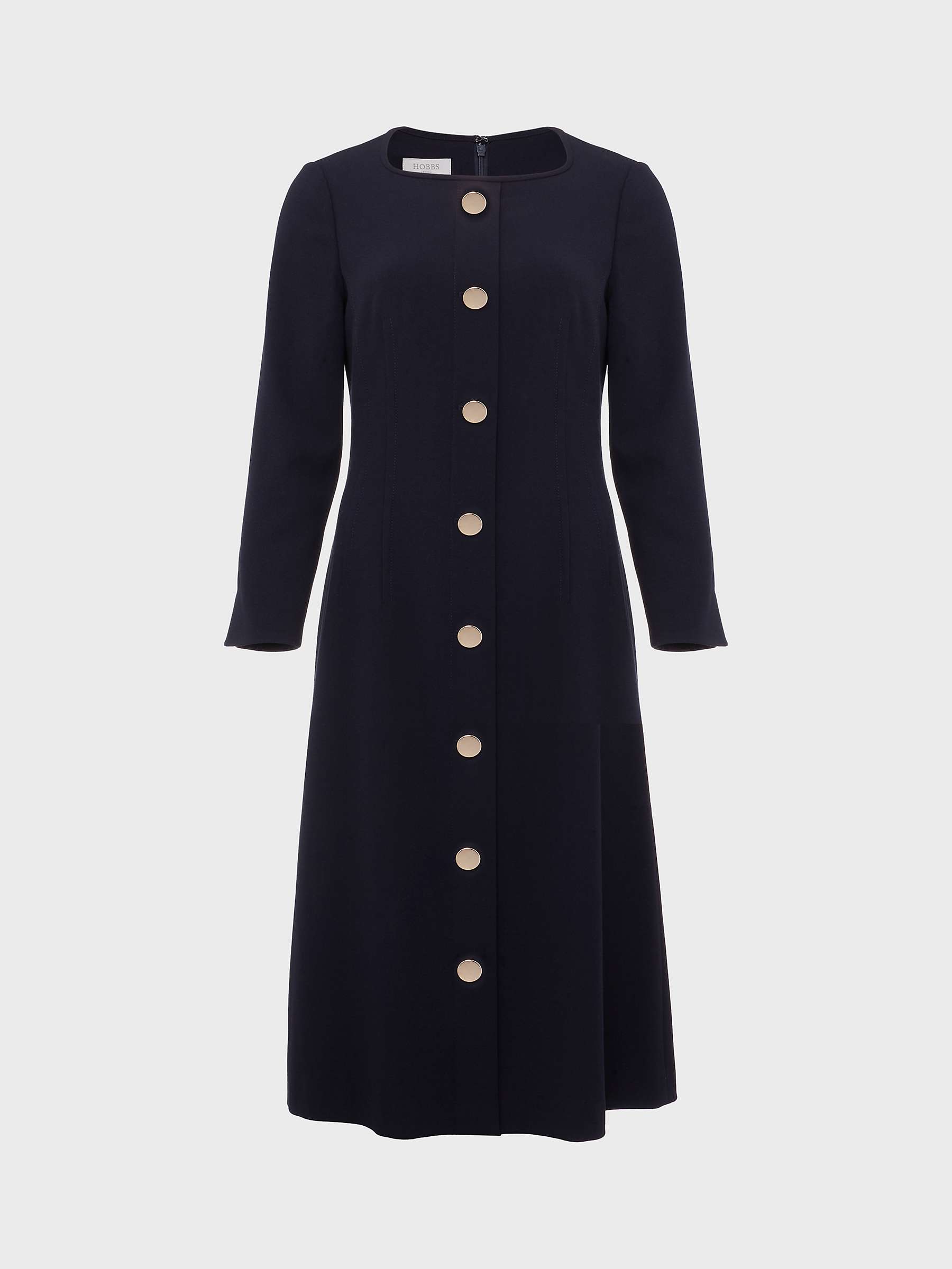 Buy Hobbs Marsha Button Detail Dress, Navy Online at johnlewis.com