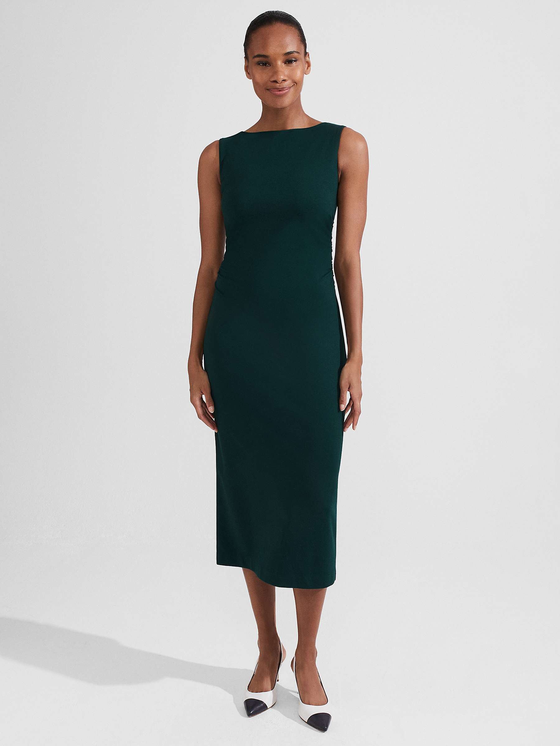 Buy Hobbs Iliana Sleeveless Dress, Dark Green Online at johnlewis.com