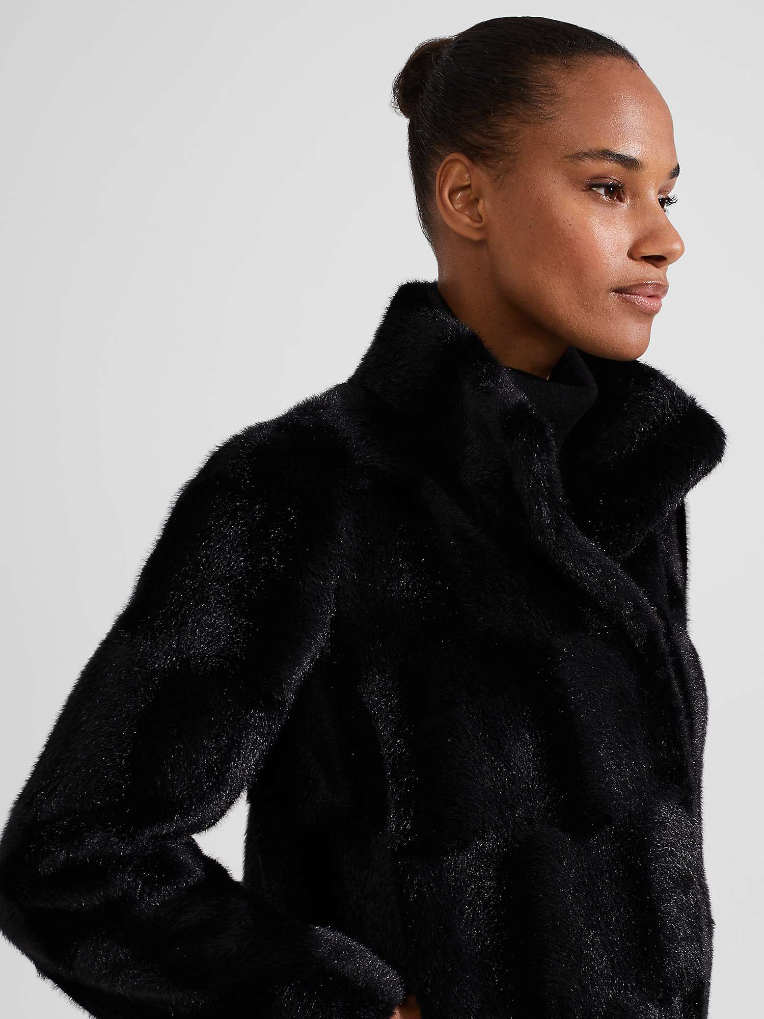 Buy Hobbs Faux Fur Andrea Coat, Black Online at johnlewis.com