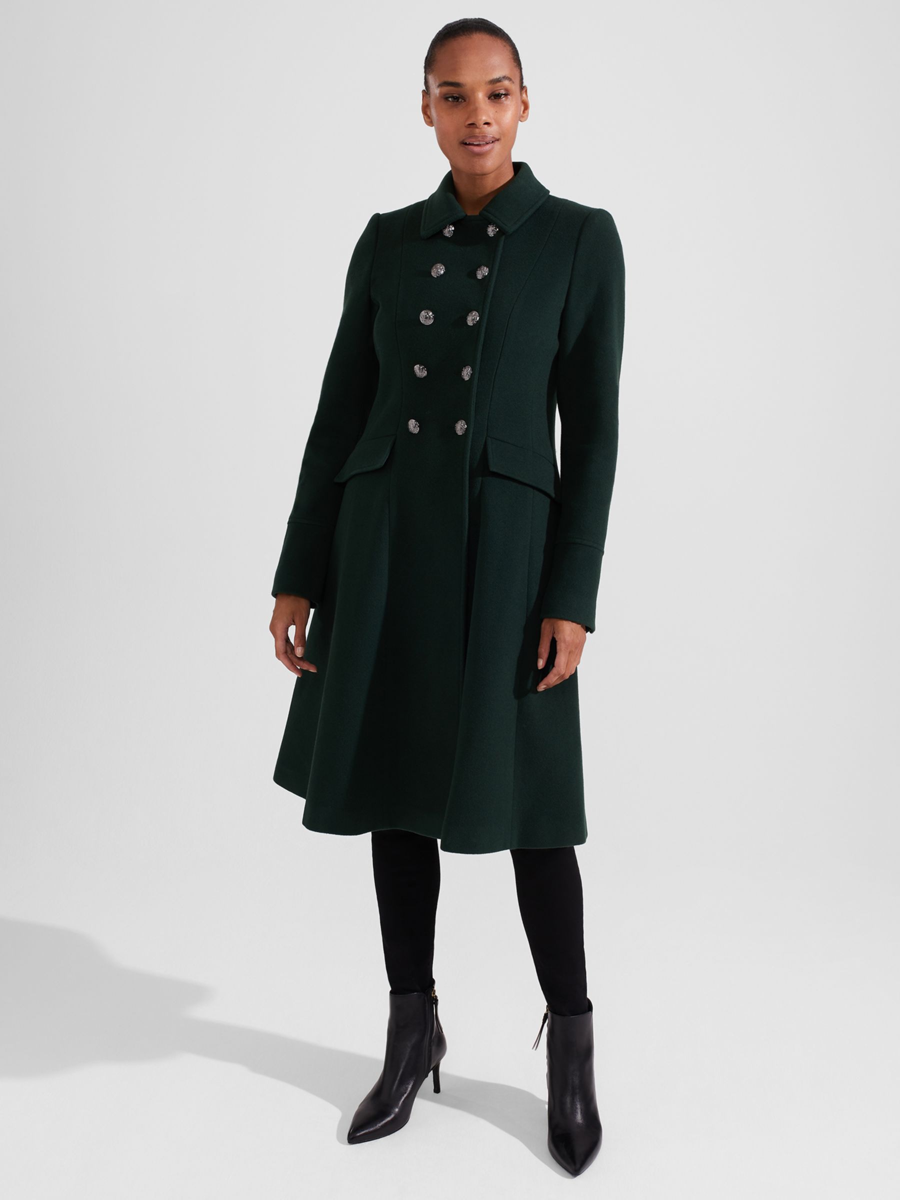 Hobbs Clarisse Double Breasted Coat, Green