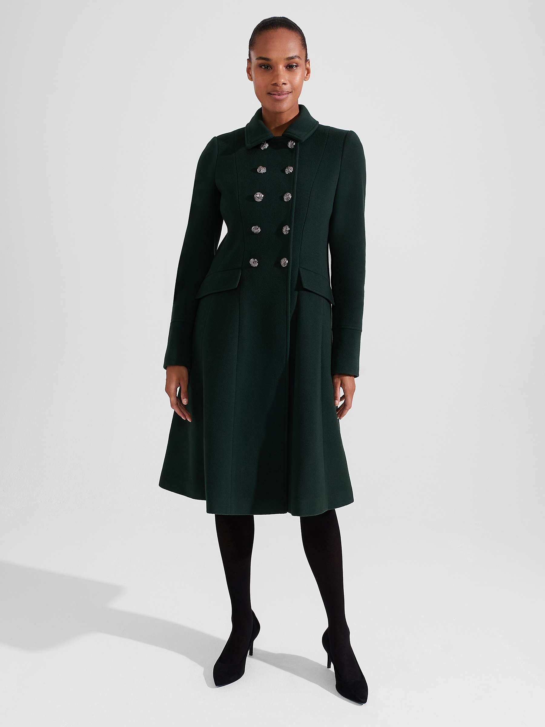 Buy Hobbs Clarisse Double Breasted Coat, Green Online at johnlewis.com