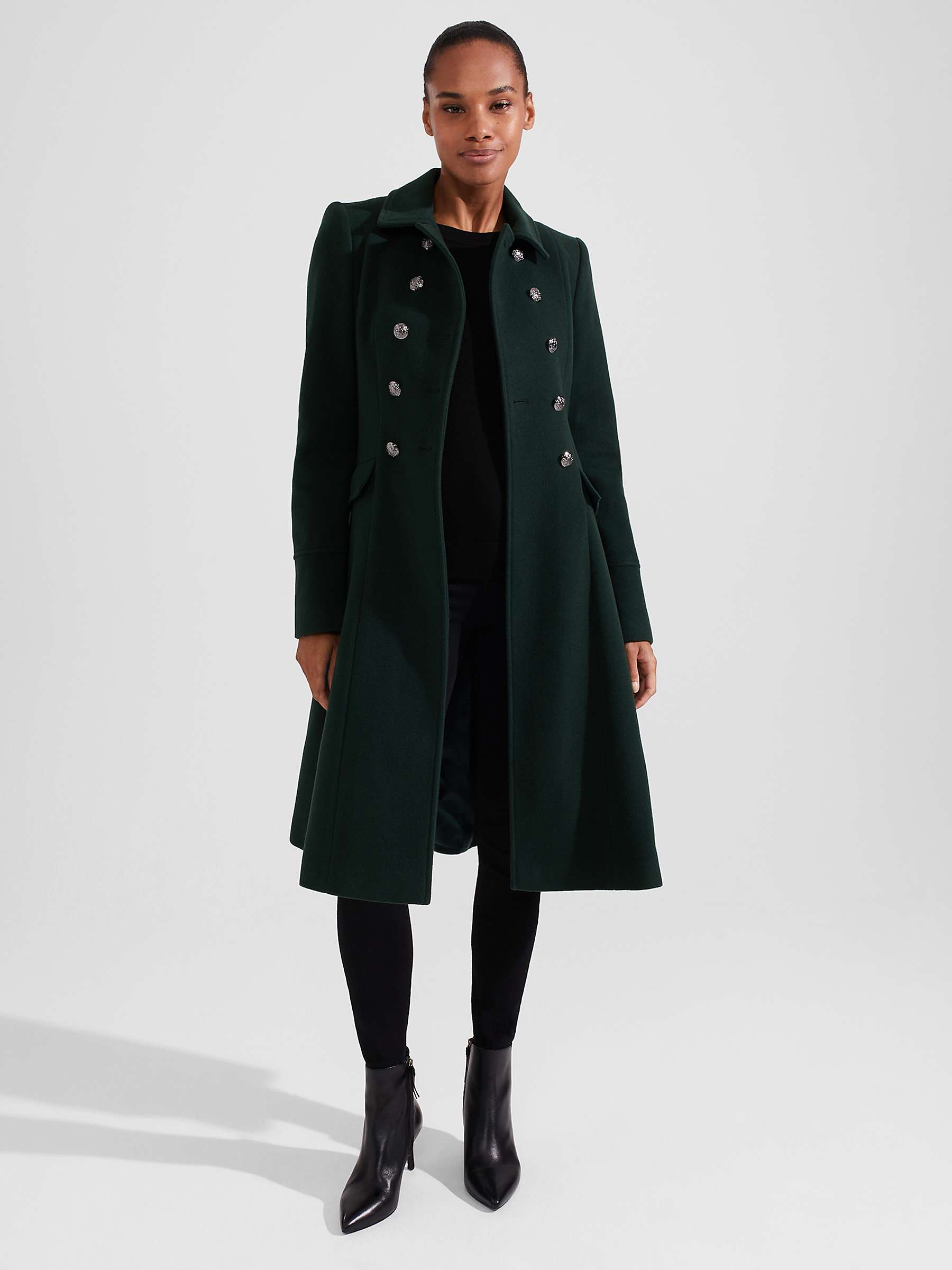 Buy Hobbs Clarisse Double Breasted Coat, Green Online at johnlewis.com