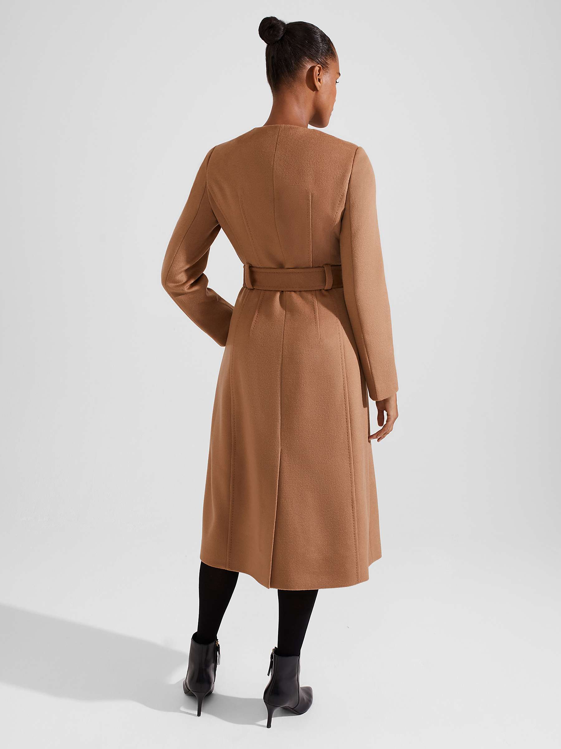 Buy Hobbs Davina Wool Fit & Flare Belted Coat, Camel Online at johnlewis.com