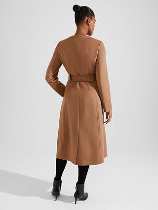 Hobbs Davina Wool Fit & Flare Belted Coat, Camel