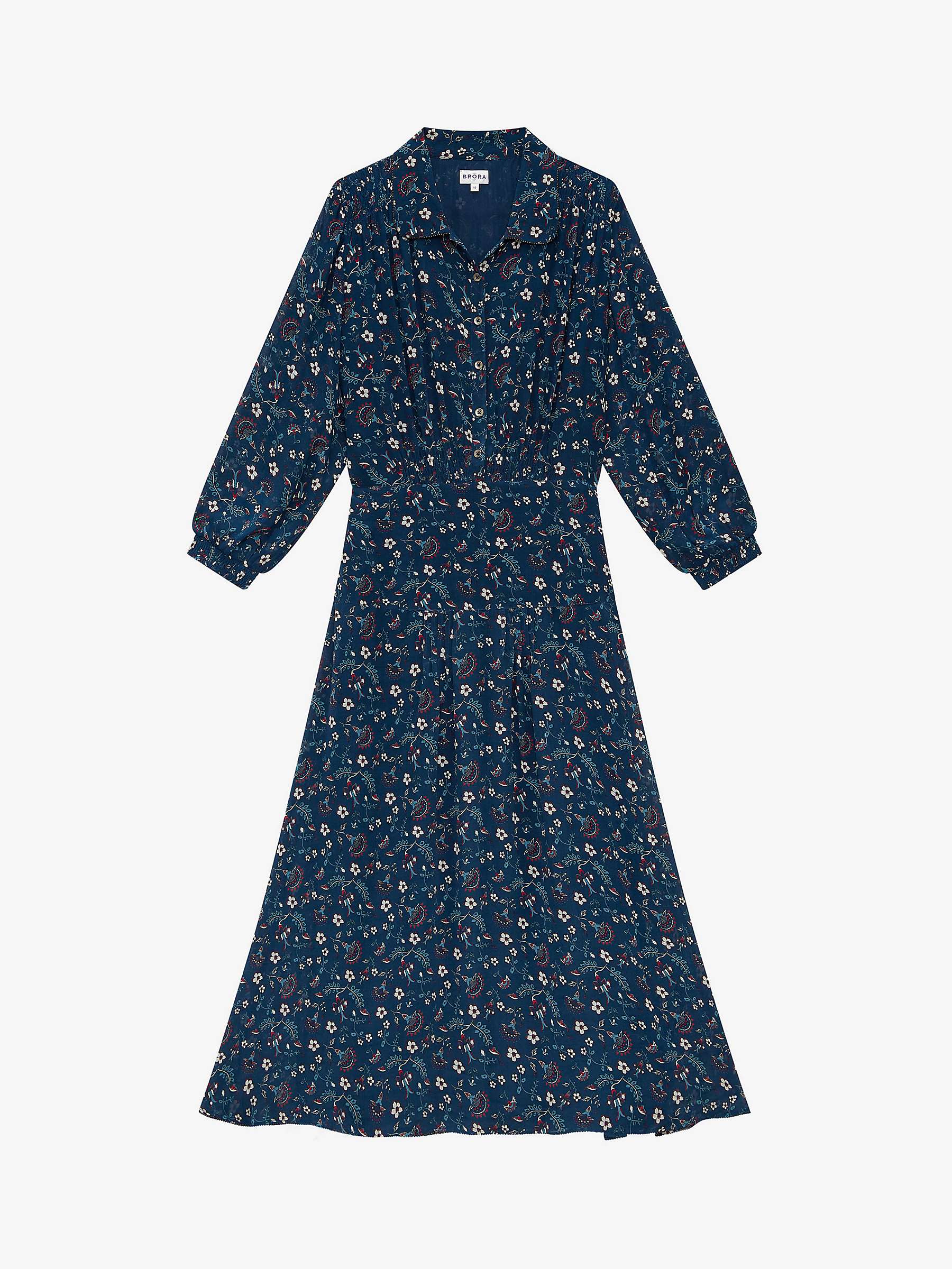 Buy Brora Floral Print Silk Midi Dress, Teal/Multi Online at johnlewis.com