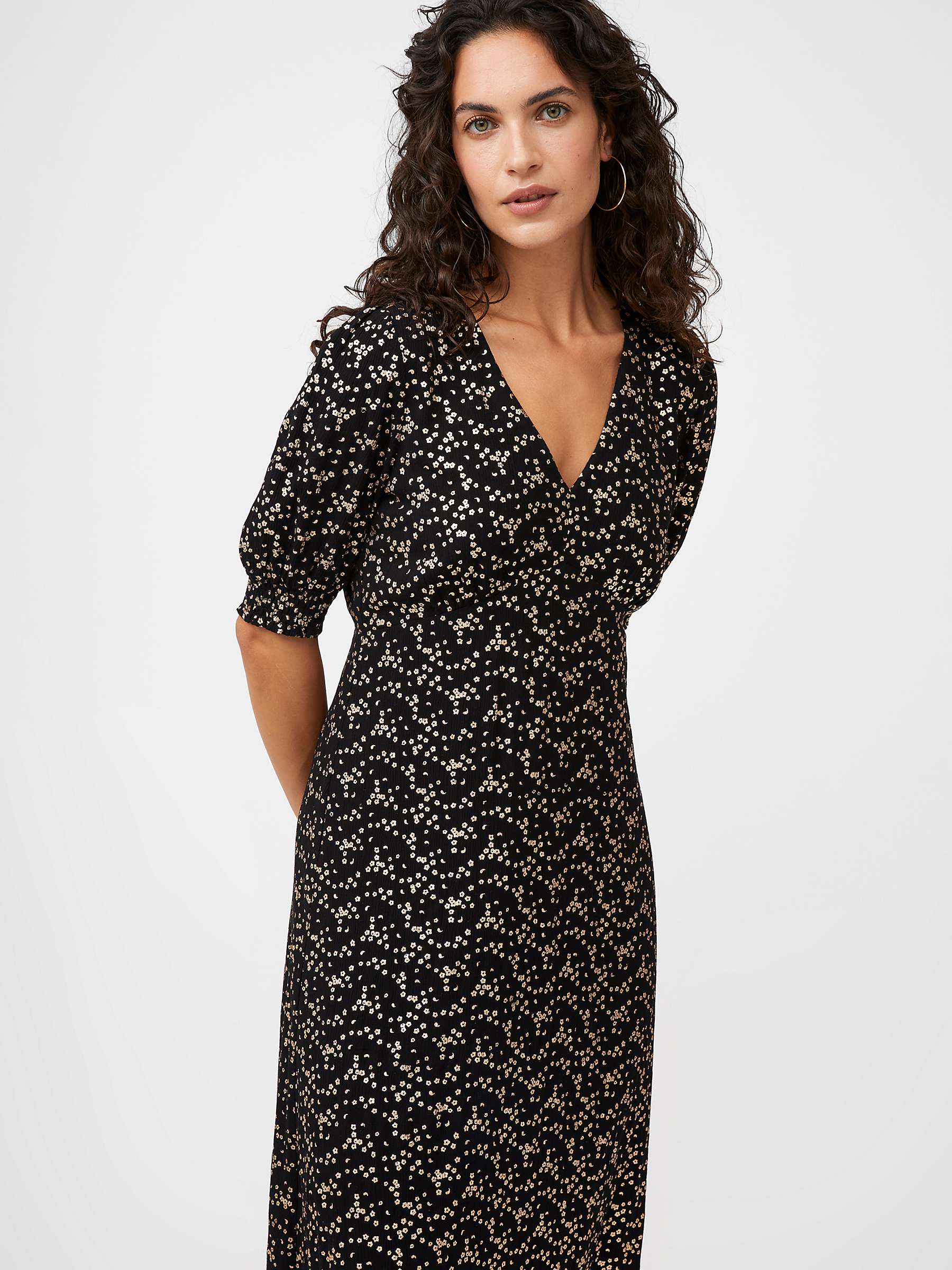 Buy Great Plains Stardust Ditsy Foil Flower Midi Dress, Black/Gold Online at johnlewis.com