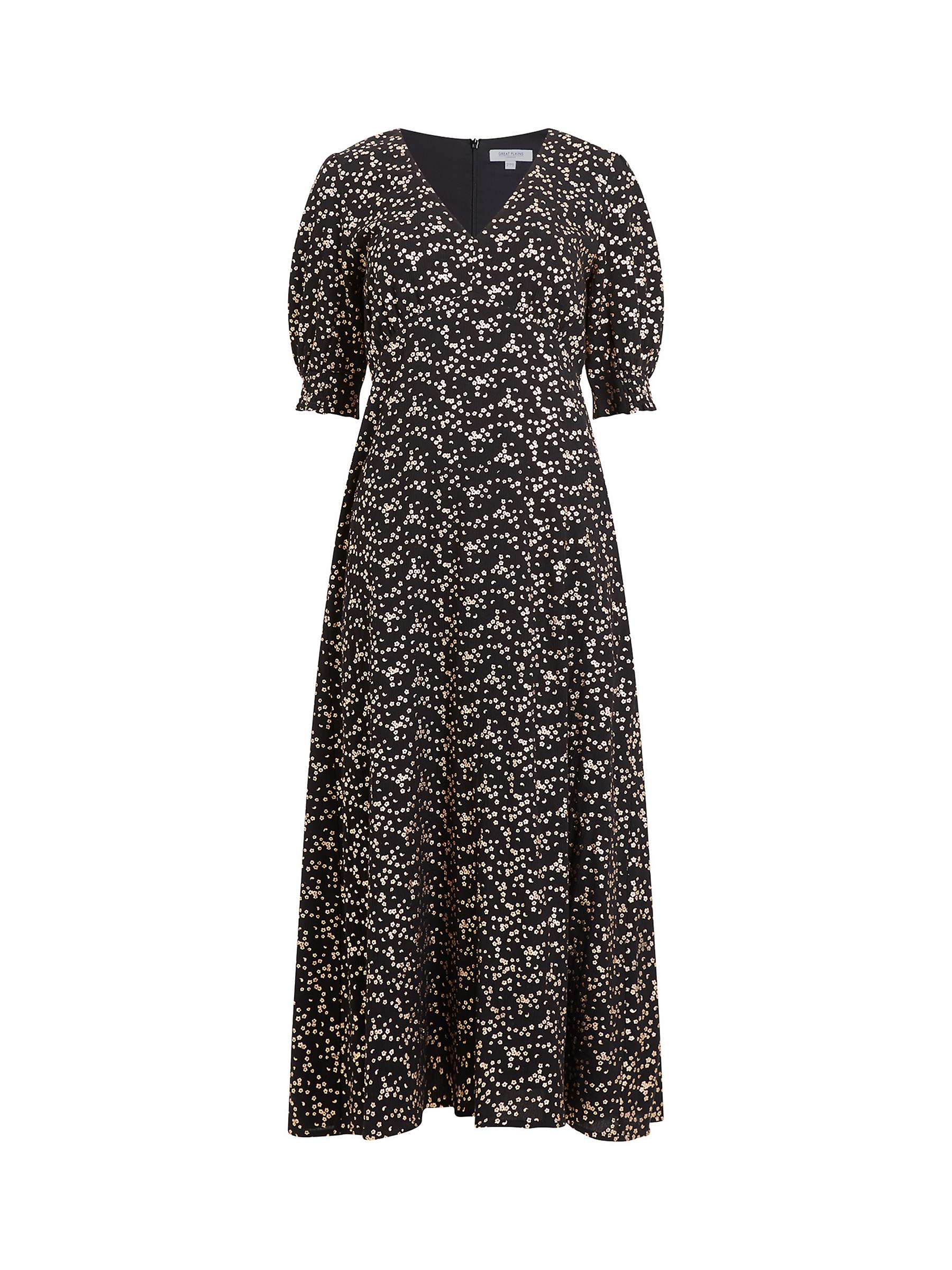 Buy Great Plains Stardust Ditsy Foil Flower Midi Dress, Black/Gold Online at johnlewis.com