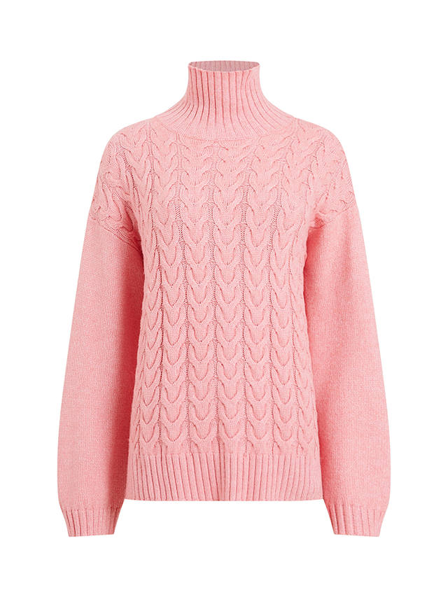 Great Plains Cable Knit Jumper, Pink Ice
