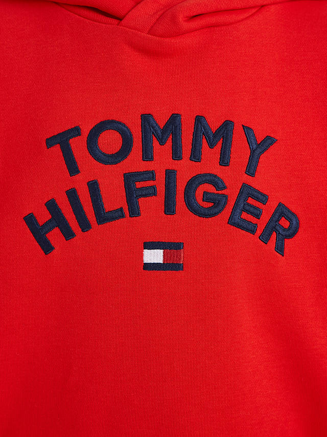 Tommy Hilfiger Kids' Tommy Flag Logo Hoodie, Red Scarlet at John Lewis ...
