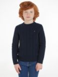 Tommy Hilfiger Kids' Essential Cable Knit Logo Jumper