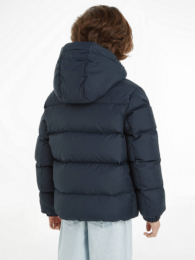 Tommy Hilfiger Kids' Essential Padded Down Logo Hooded Jacket, Desert Sky