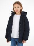 Tommy Hilfiger Kids' Essential Logo Parka Hooded Jacket, Desert Sky