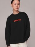 Whistles Cherie Logo Sweatshirt, Black