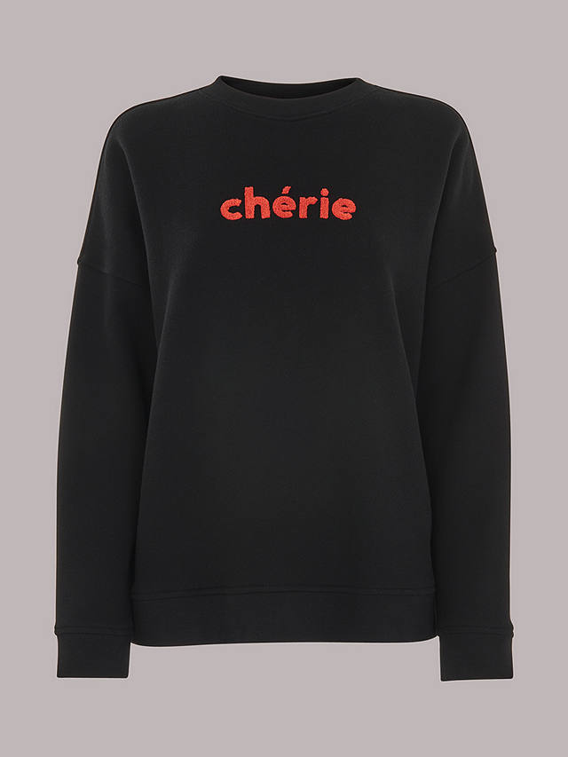 Whistles Cherie Logo Sweatshirt, Black