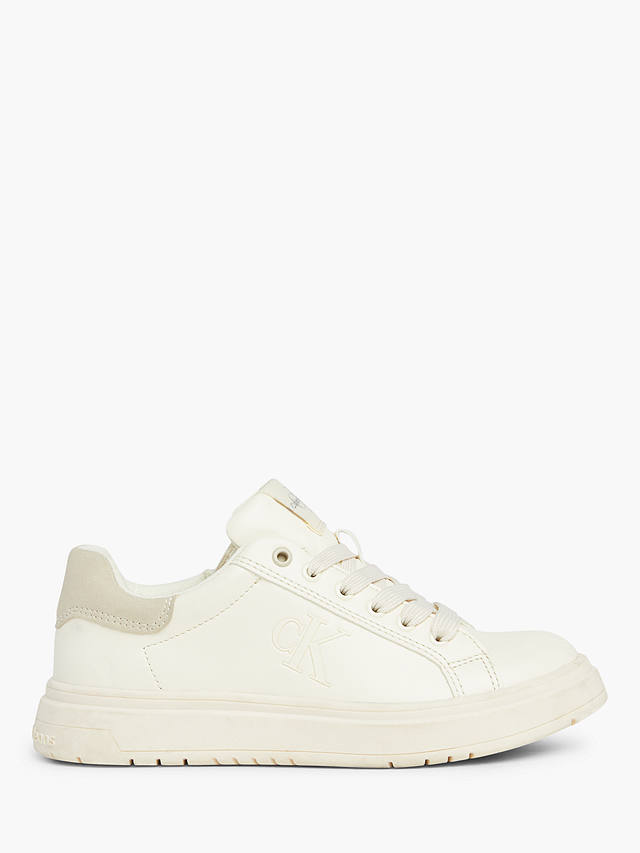 Calvin Klein Kids' CKJ Low Lace-Up Trainers, Ivory/Taupe at John Lewis ...