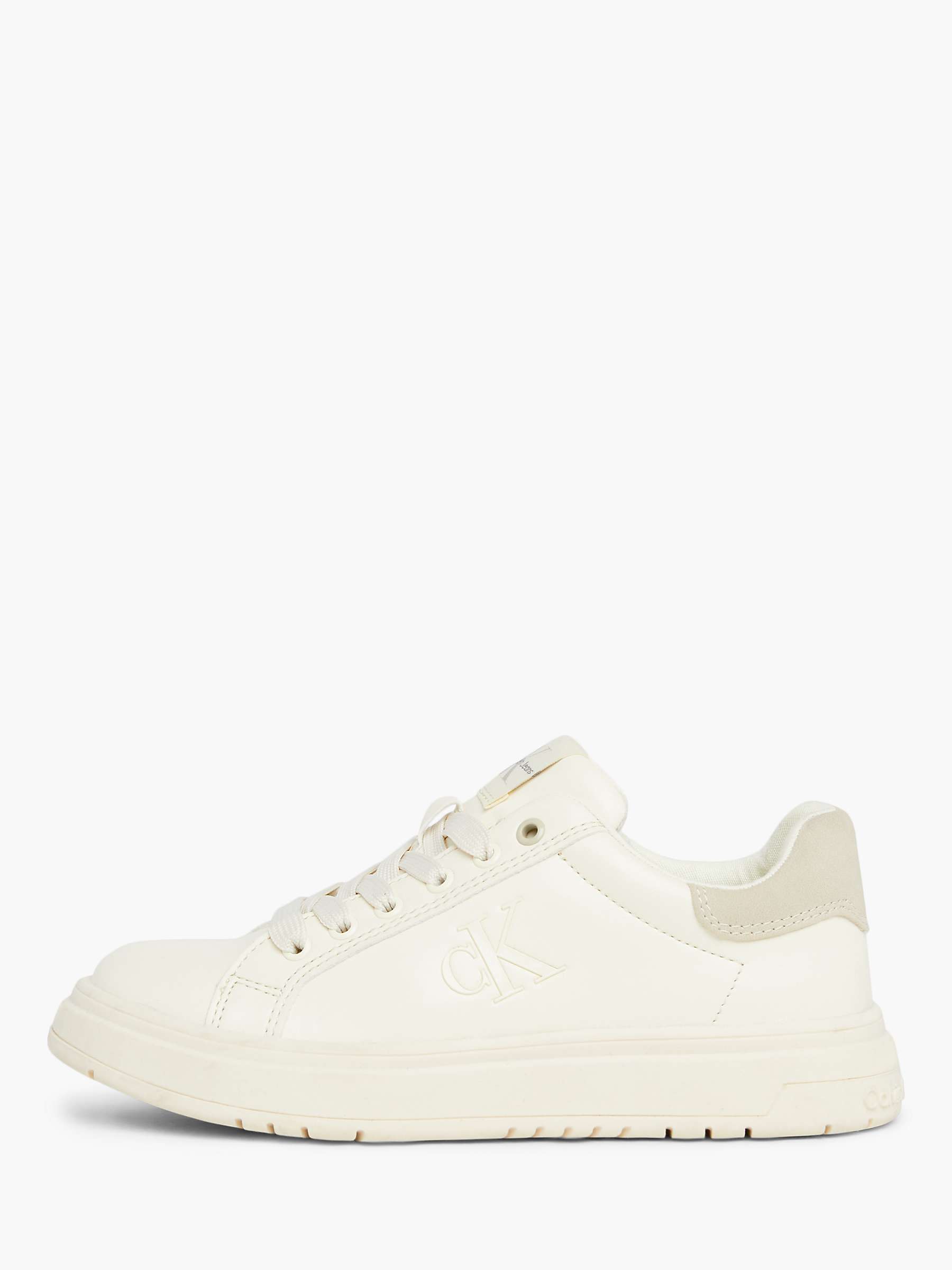Calvin Klein Kids' CKJ Low Lace-Up Trainers, Ivory/Taupe at John Lewis ...