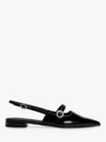 CHARLES & KEITH Open Back Pointed Court Shoes, Black Patent