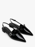 CHARLES & KEITH Open Back Pointed Court Shoes, Black Patent