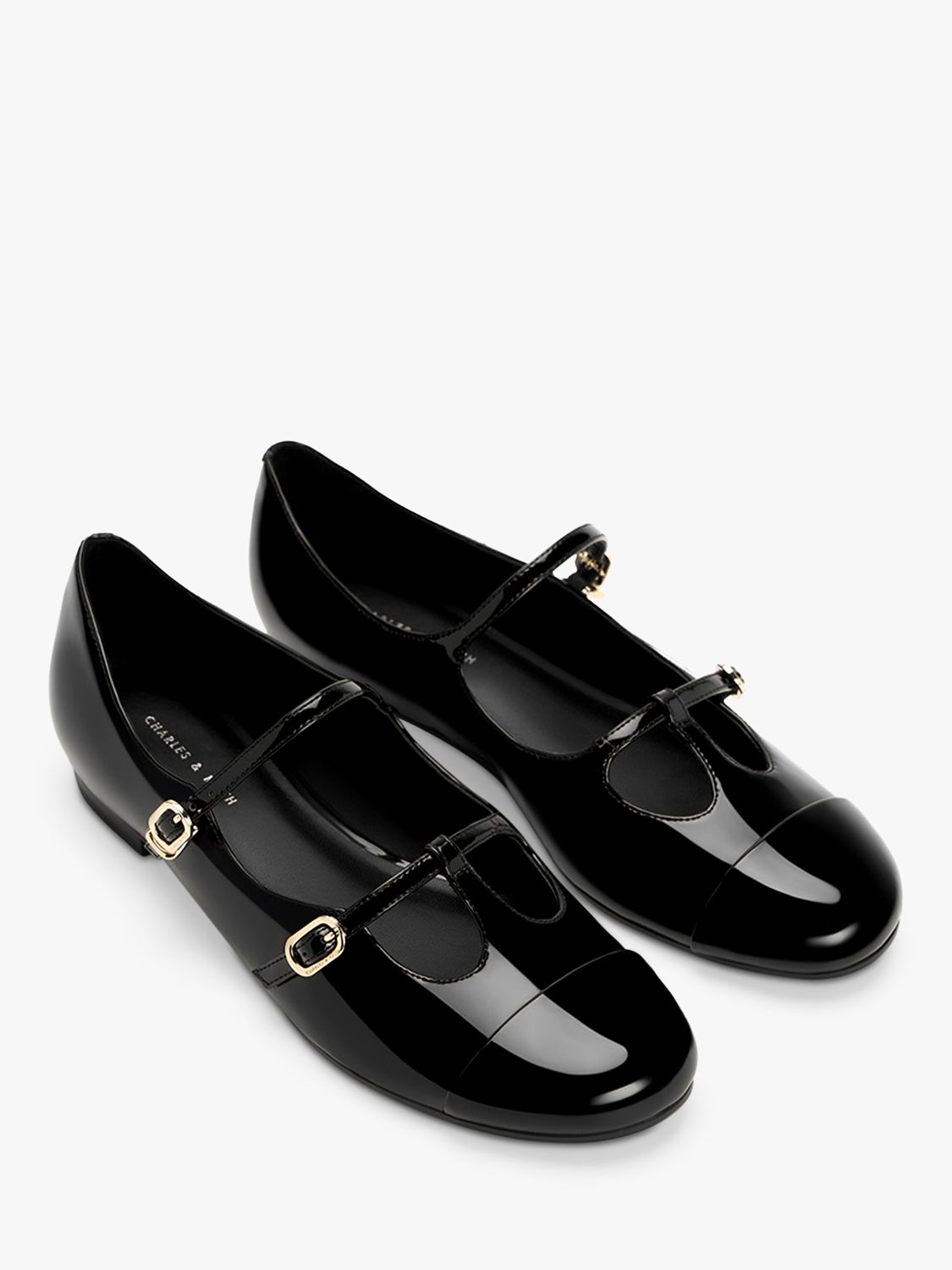 CHARLES & KEITH Double Strap Mary Janes, Black Box, 6