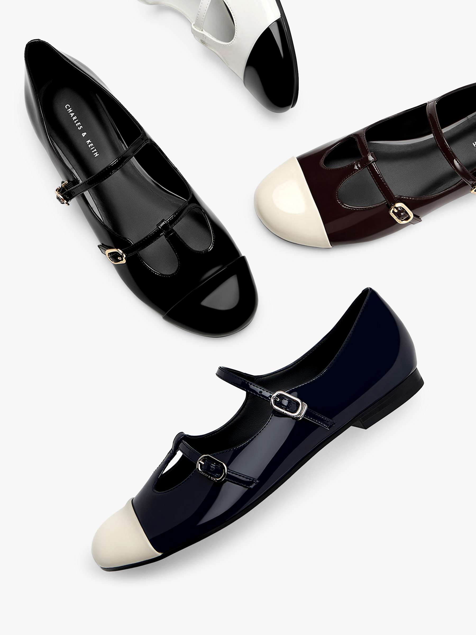 Buy CHARLES & KEITH Double Strap Mary Janes, Black Box Online at johnlewis.com