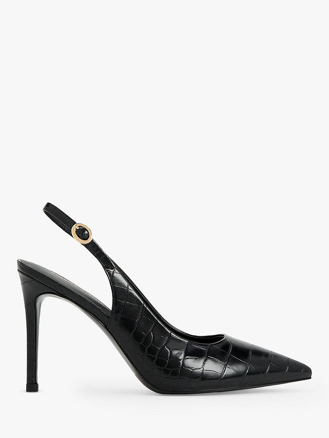 CHARLES & KEITH Animal Print High Heel Slingback Court Shoes, Black