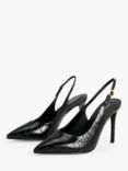 CHARLES & KEITH Animal Print High Heel Slingback Court Shoes, Black, Animal Print Black