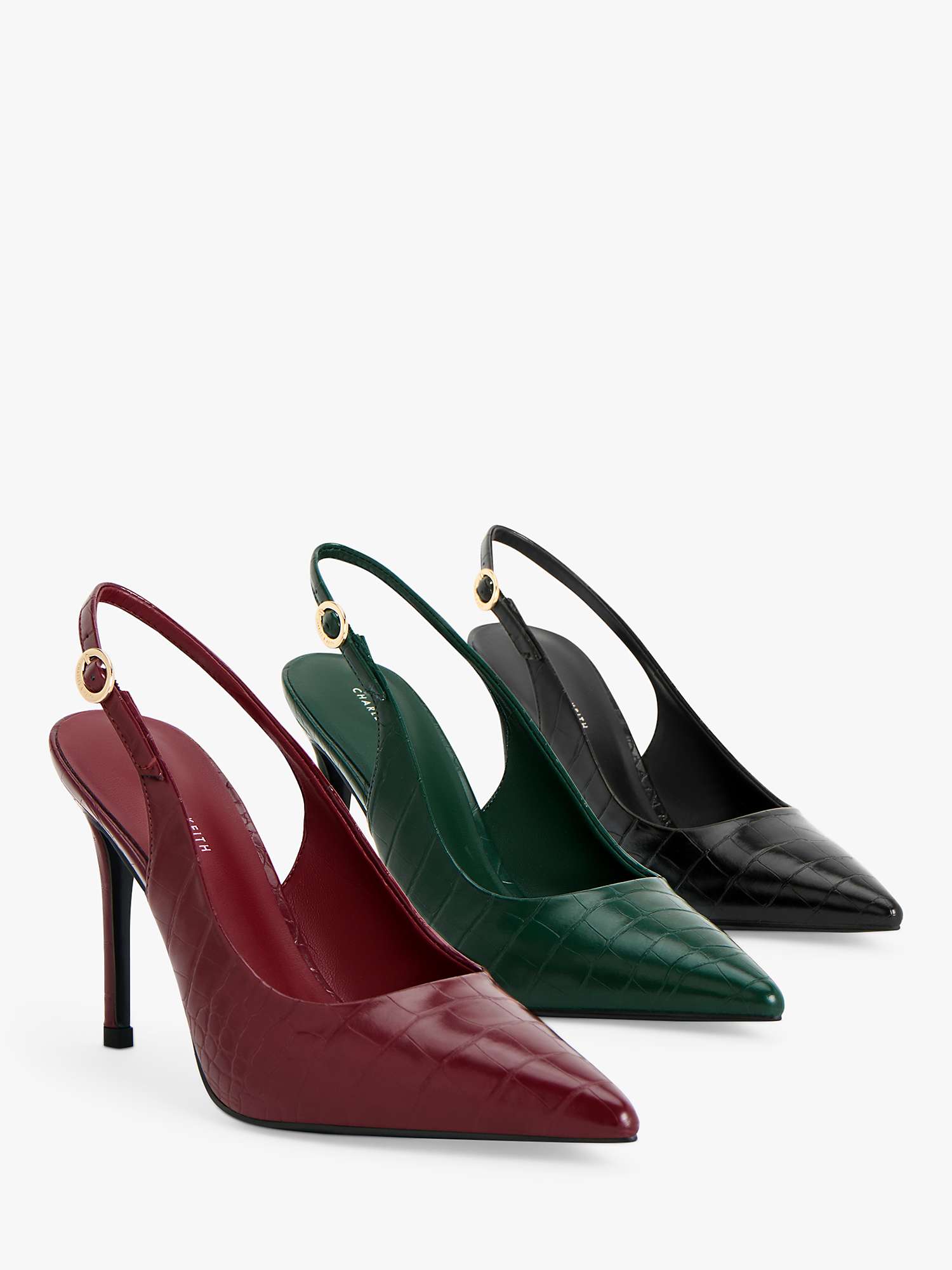 Buy CHARLES & KEITH Animal Print High Heel Slingback Court Shoes, Black Online at johnlewis.com