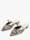 CHARLES & KEITH Ambrosia Zebra Print Embellished Strap Mules, Black/Beige