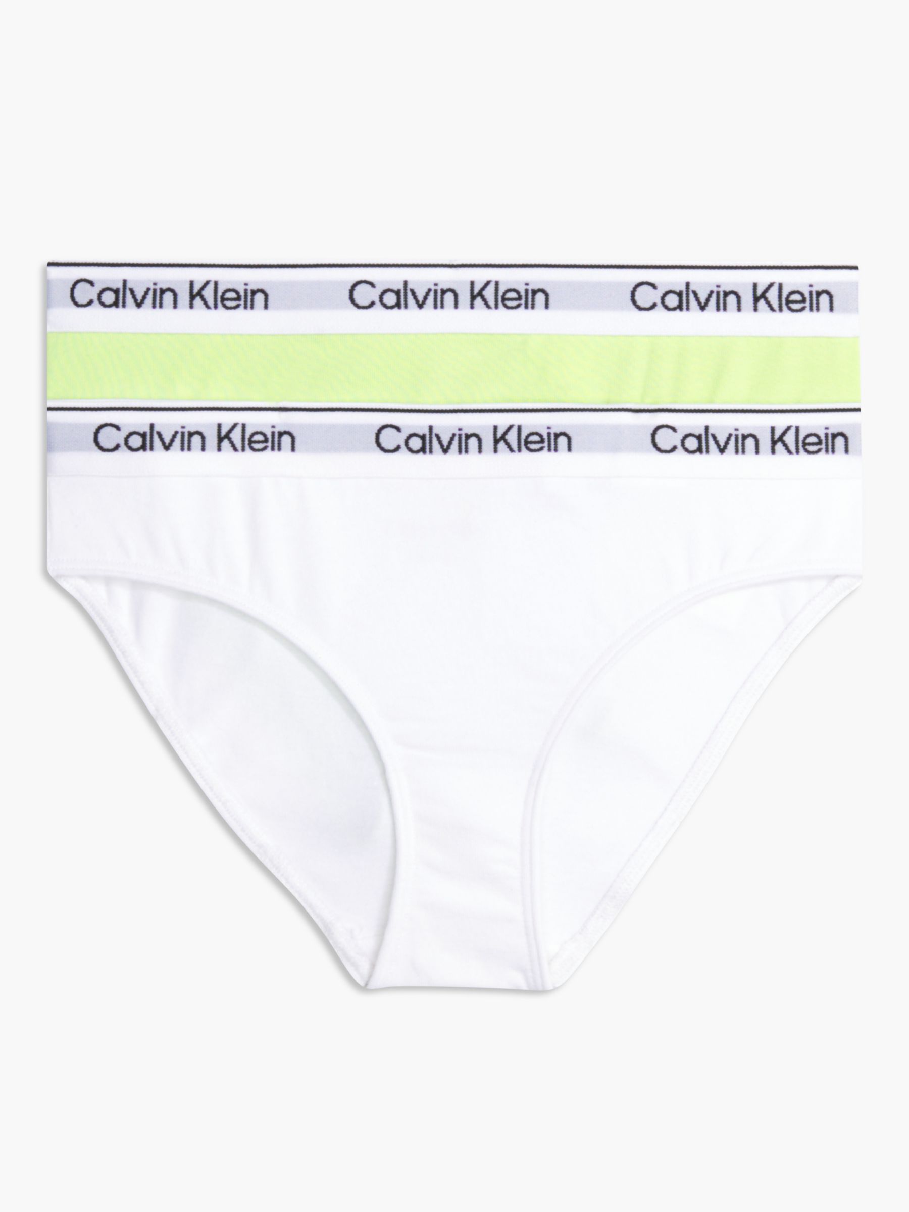 Calvin Klein Kids' Bikini Briefs, Pack of 2, Dusty lime/White, 8-10 years