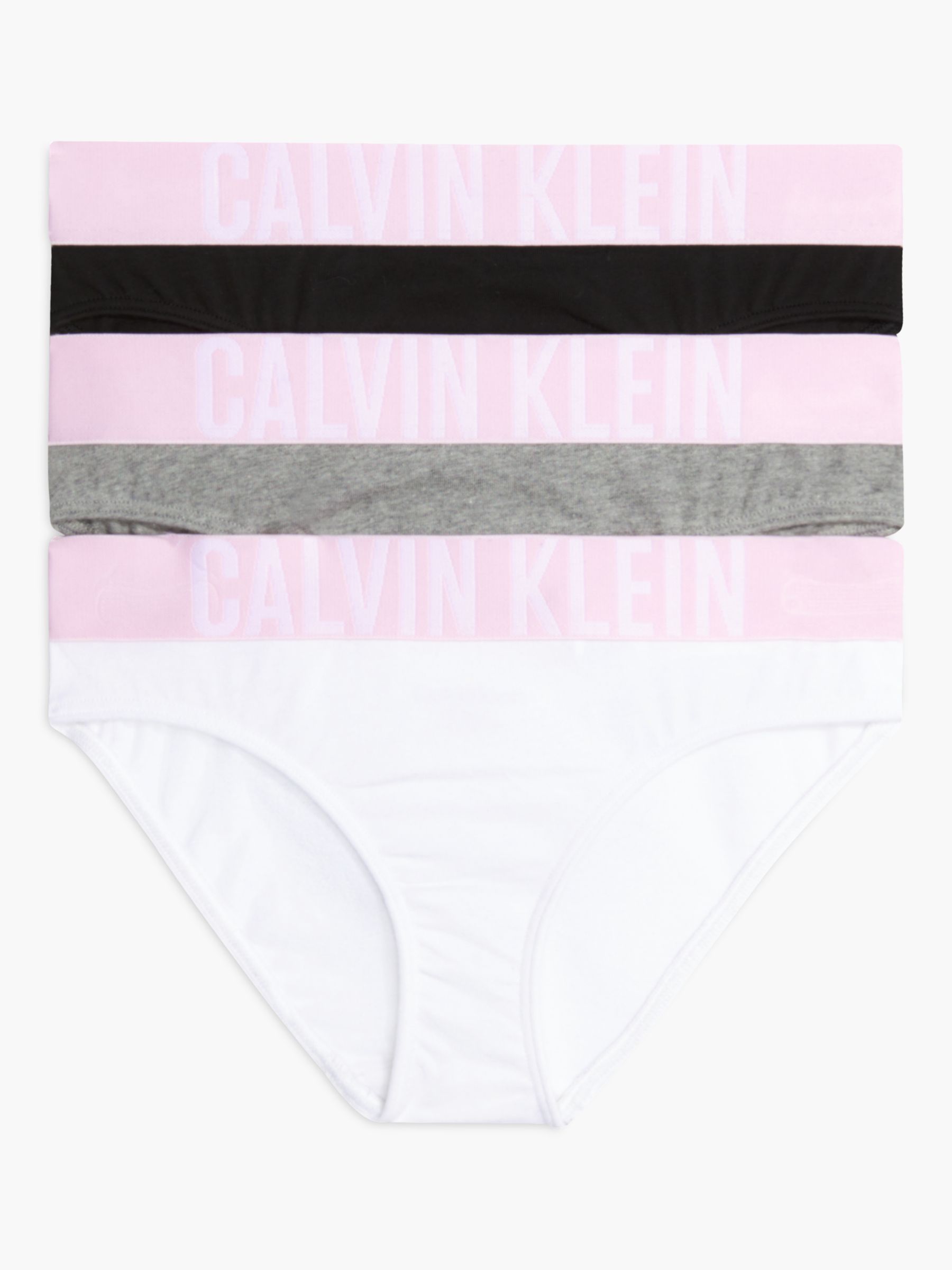 Calvin Klein Kids' Intense Power Bikini Briefs, Pack of 3, White/Multi,  8-10 years