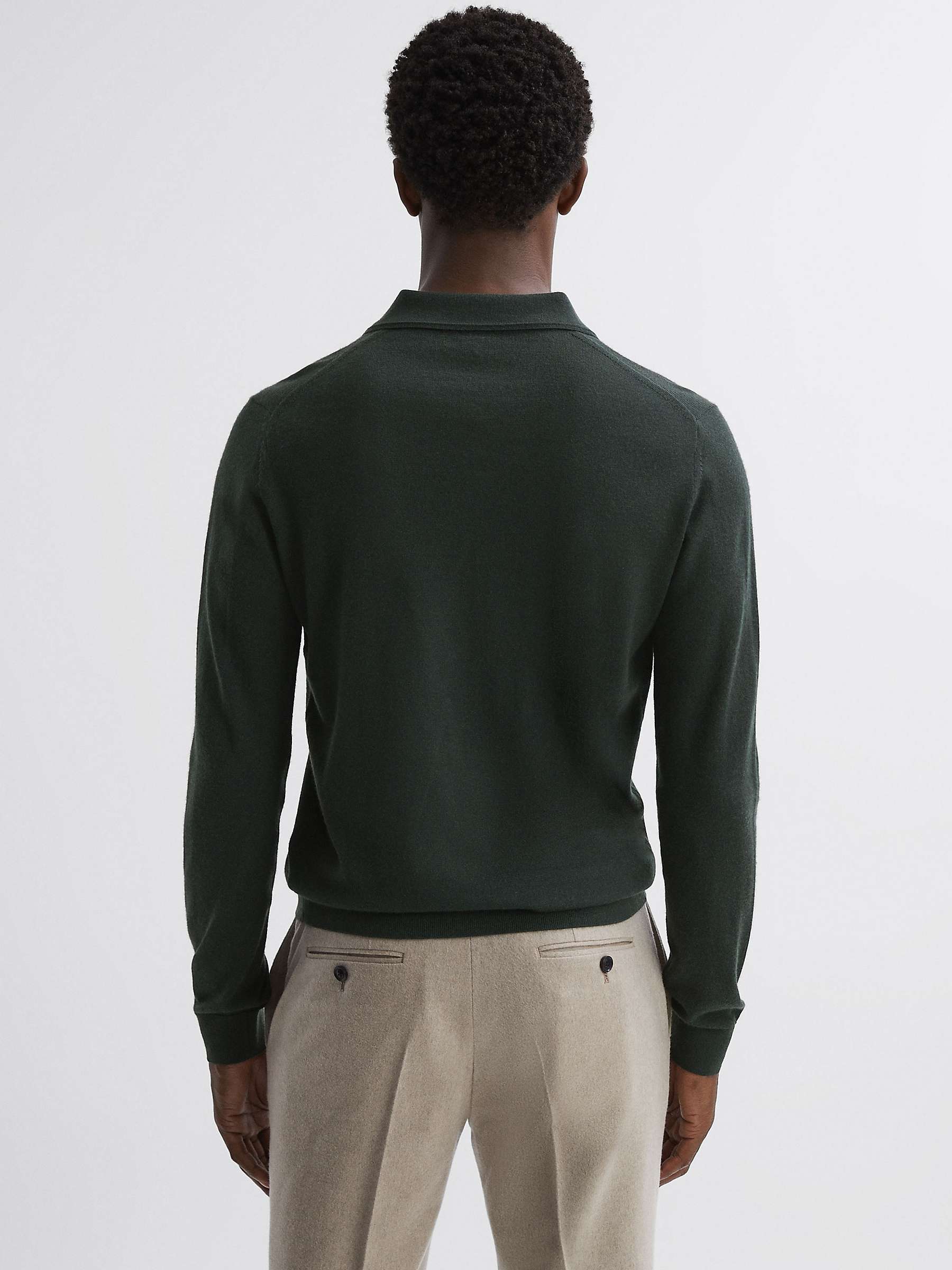 Reiss Milburn Merino Wool Polo Shirt, Forest at John Lewis & Partners