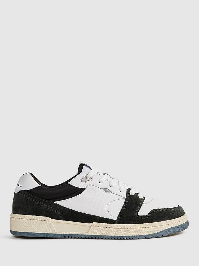 Reiss Astor Low Top Leather Trainers, Forest Green at John Lewis & Partners