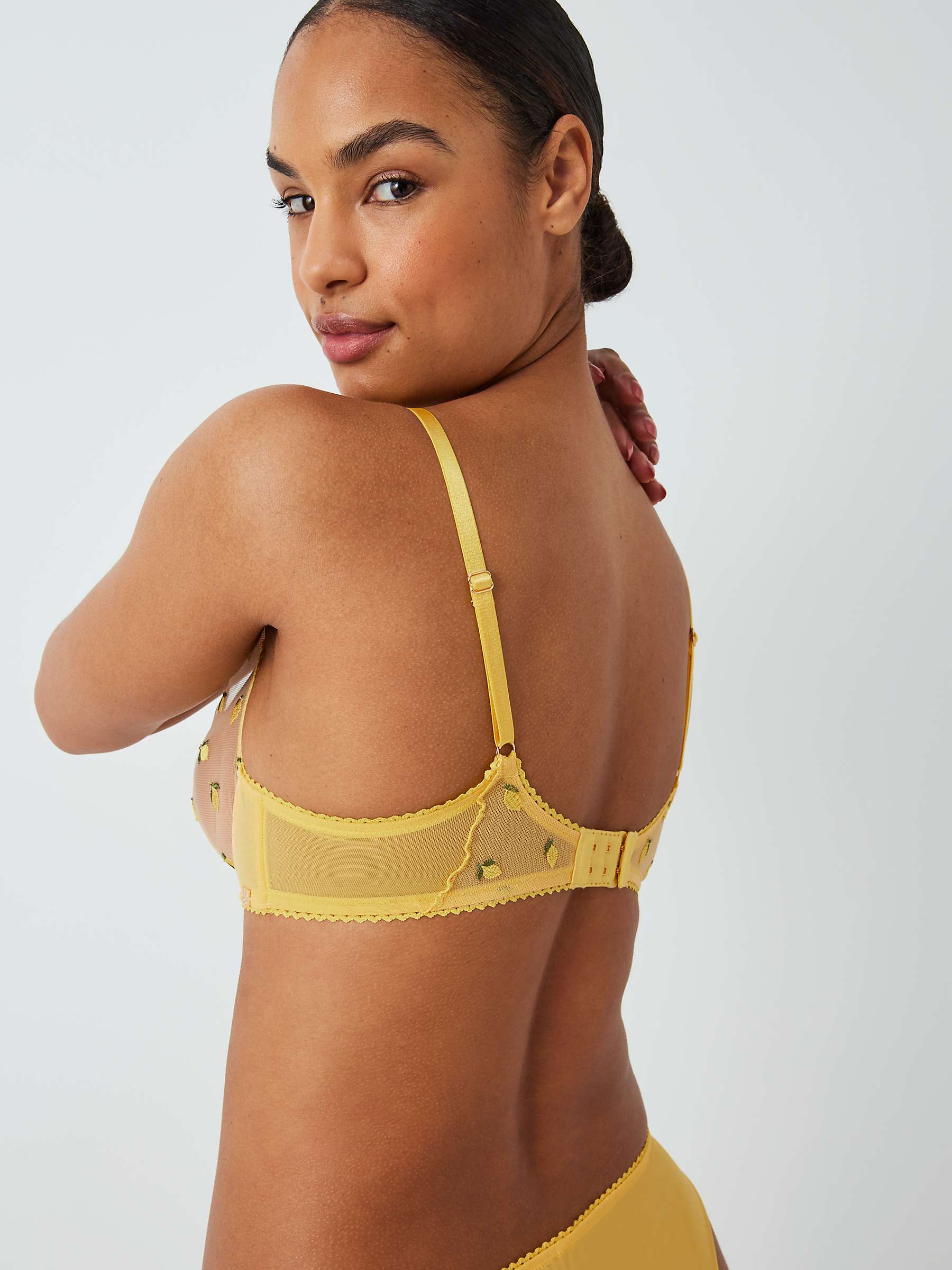 Buy AND/OR Luna Lemon Embroidery Balcony Bra, Yellow Online at johnlewis.com
