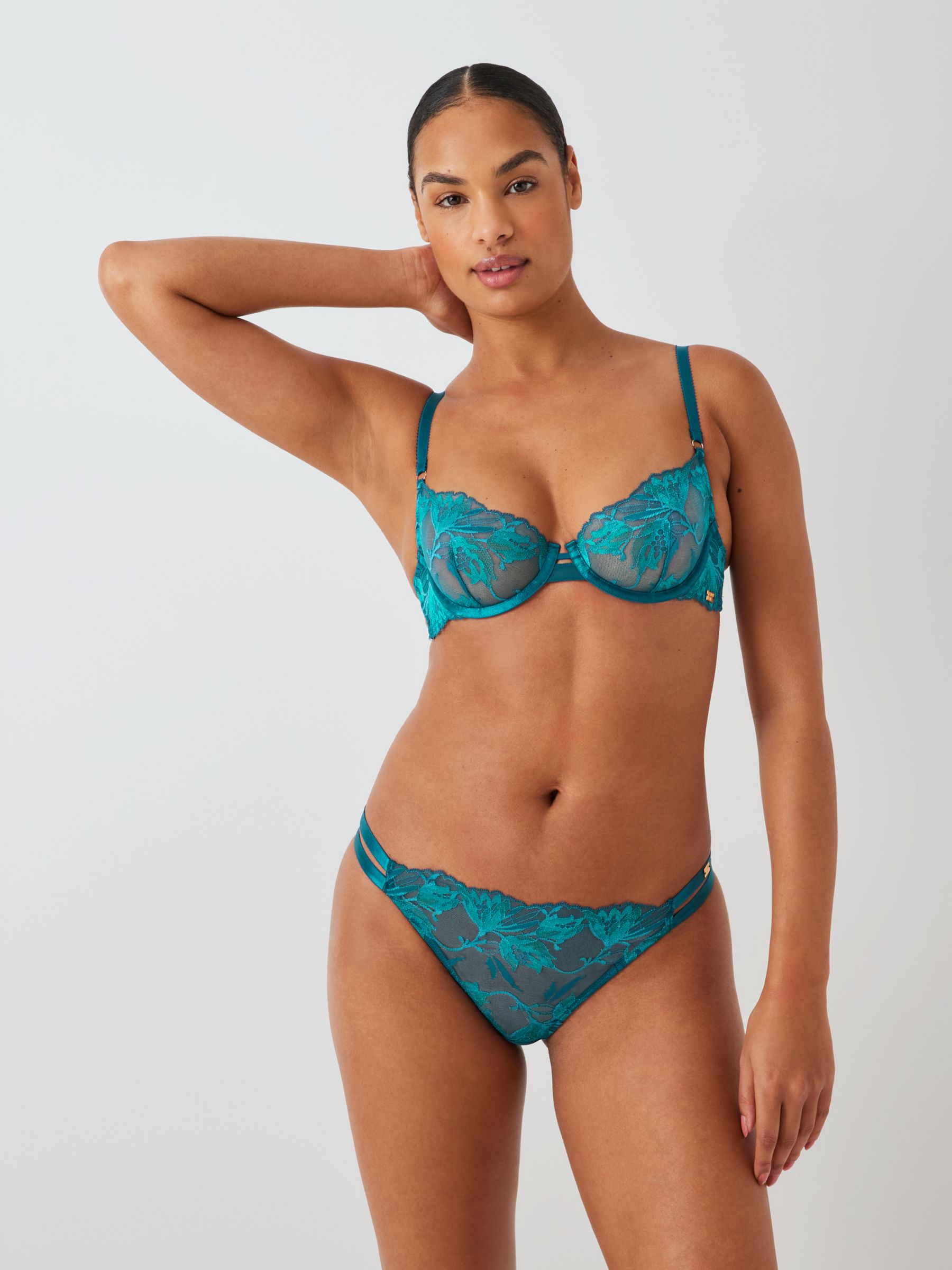 AND/OR Alexis Soft Bloom Lace Bra, Teal Blue at John Lewis & Partners