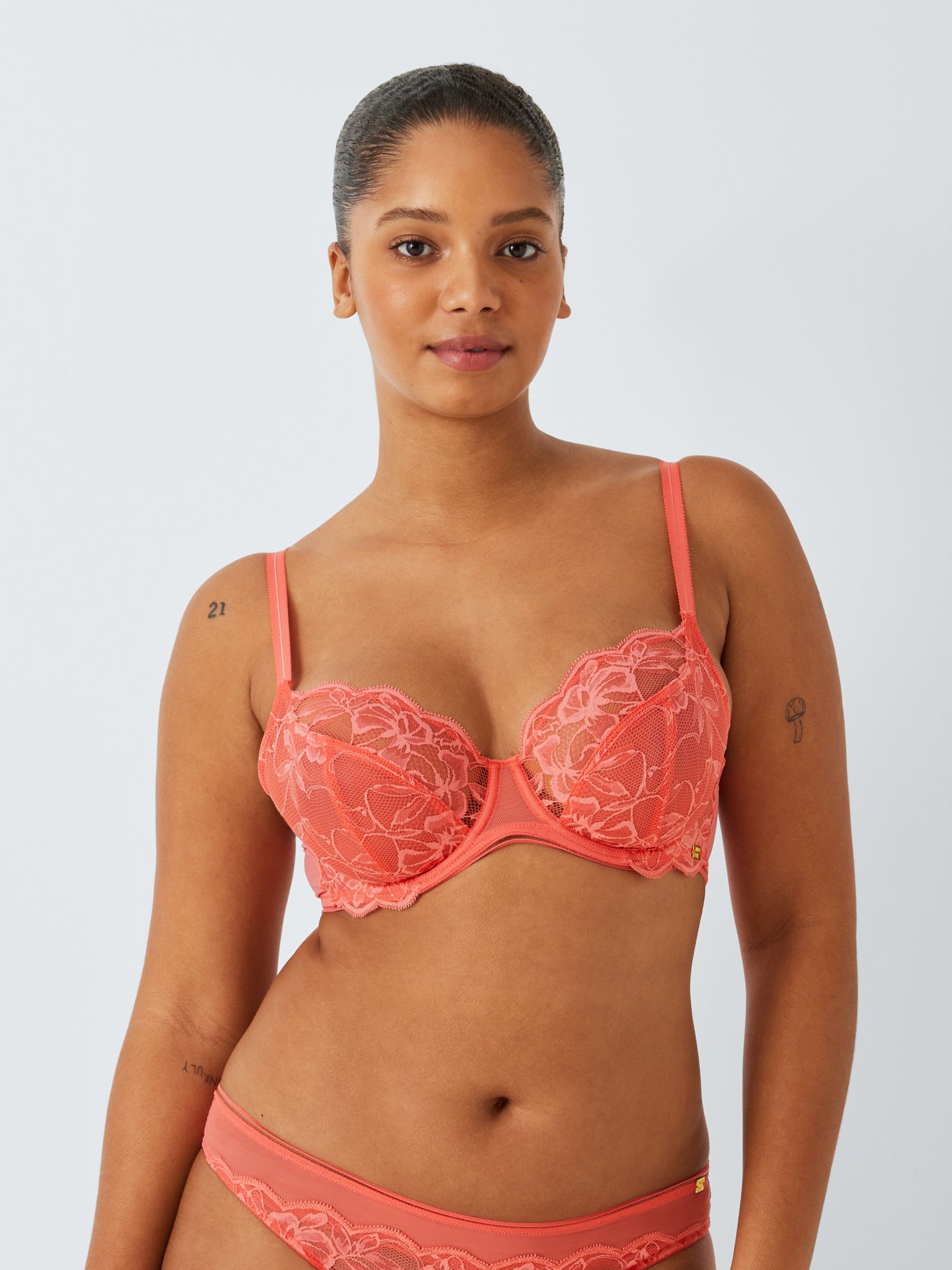 AND/OR Wren Non Padded Balcony Bra, Coral at John Lewis & Partners