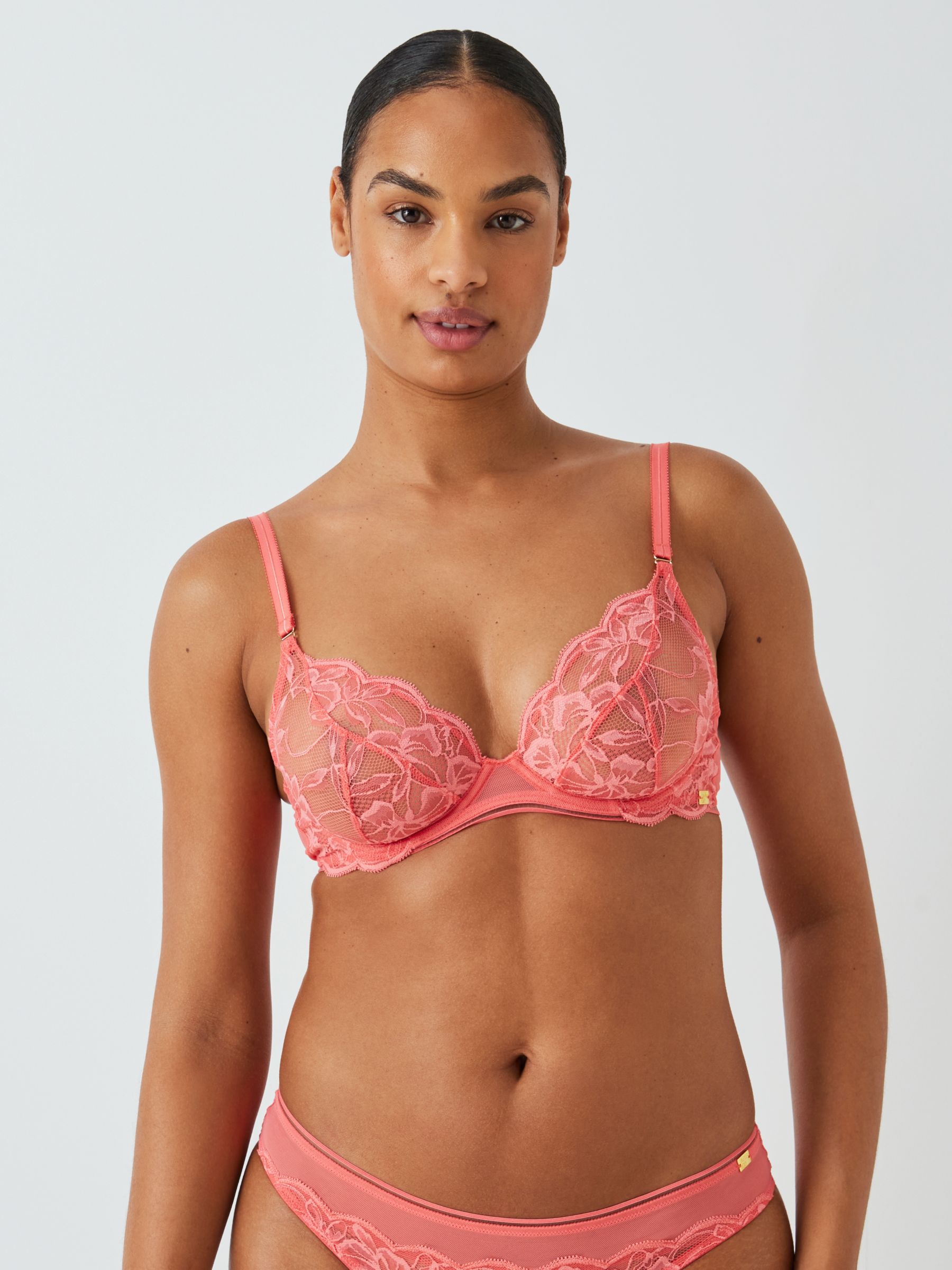 AND/OR Wren Non Padded Balcony Bra, Coral at John Lewis & Partners