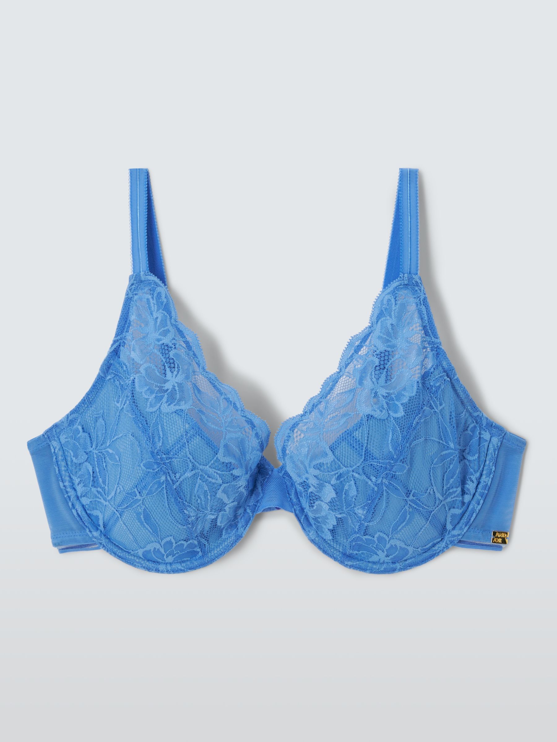AND/OR Wren Lace Underwired Plunge Bra, B-F Cup Sizes, Dark Sea at John  Lewis & Partners