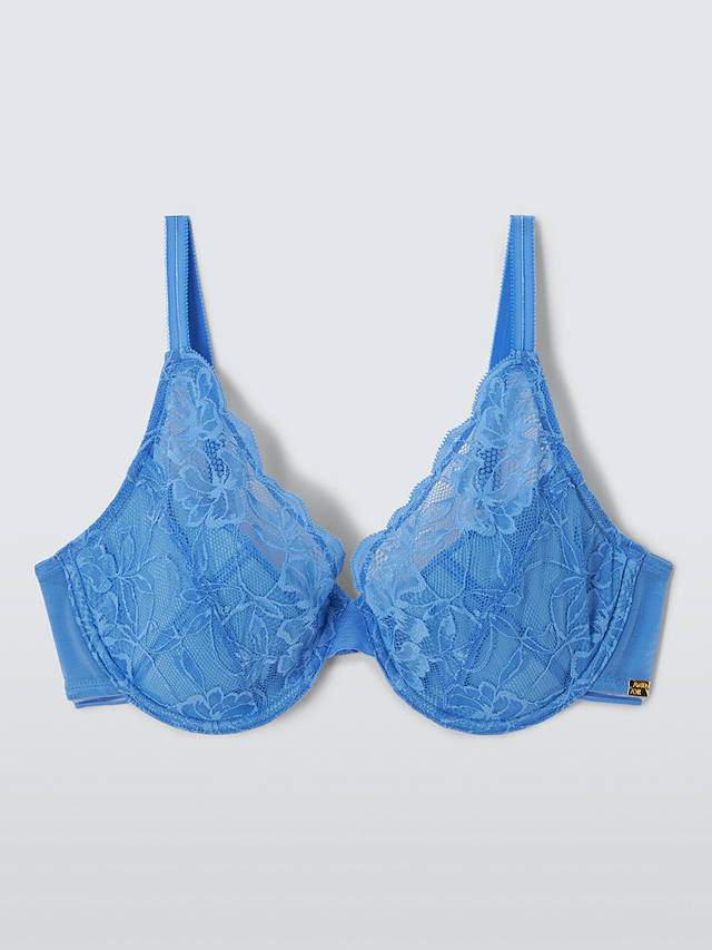 AND/OR Wren Lace Underwired Plunge Bra, B-F Cup Sizes, Cornflower Blue