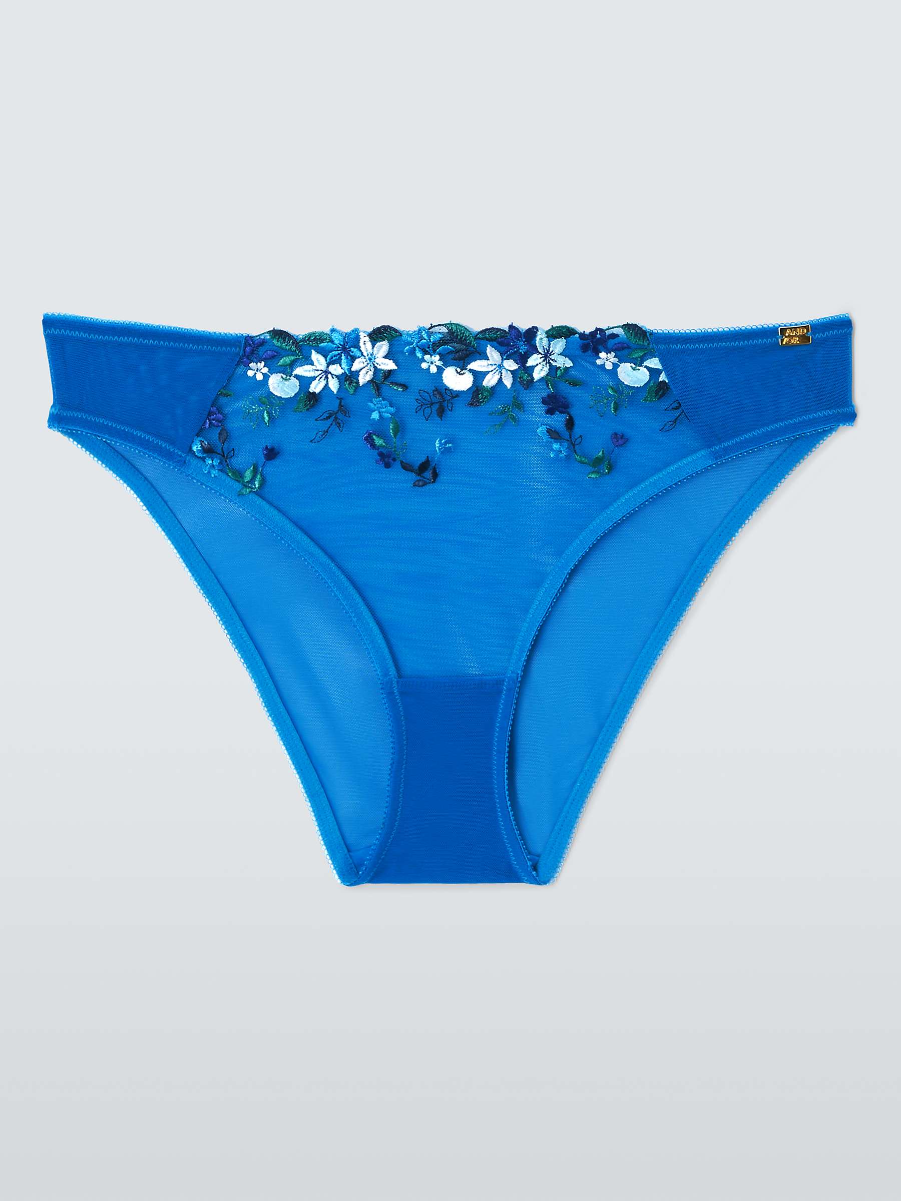 Buy AND/OR Kiki Floral Embroidery Knickers, Light Blue Online at johnlewis.com