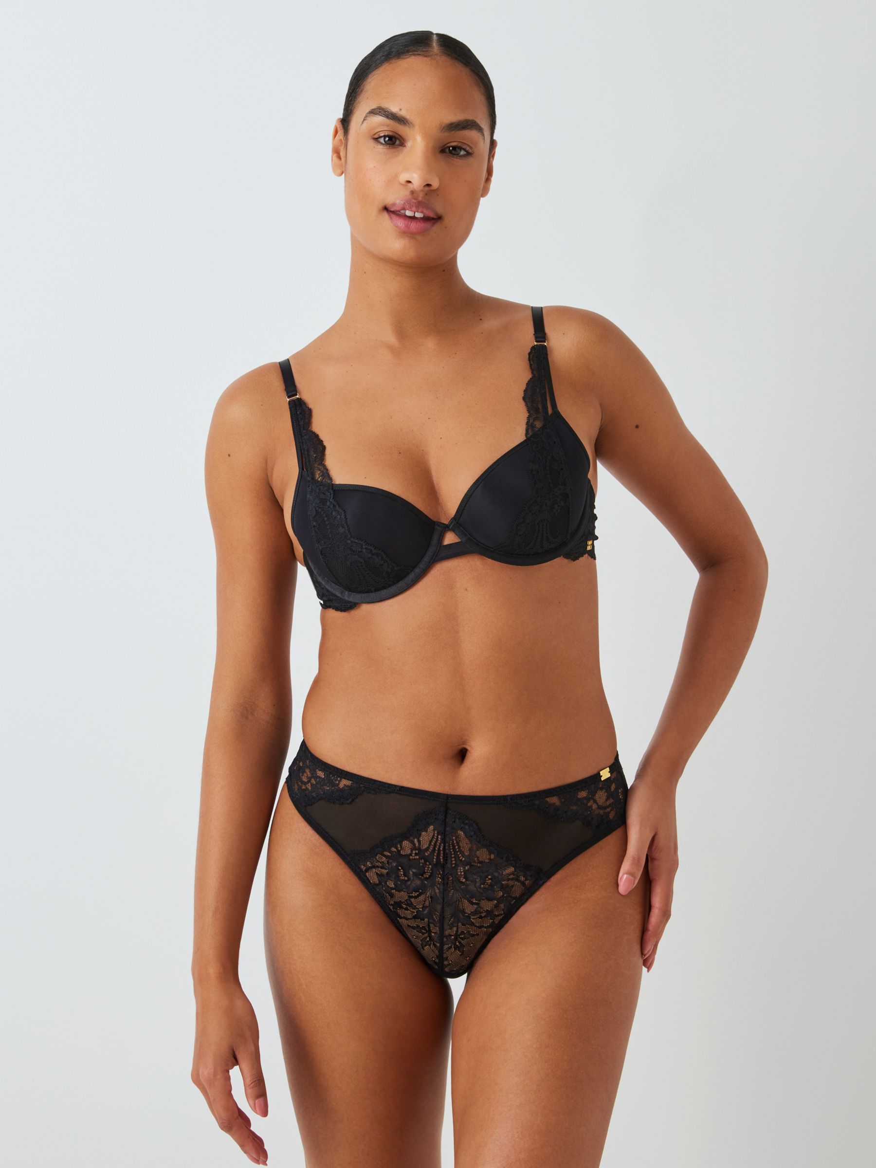 Wolf & Whistle Fuller Bust lace high apex longline bra & thong set