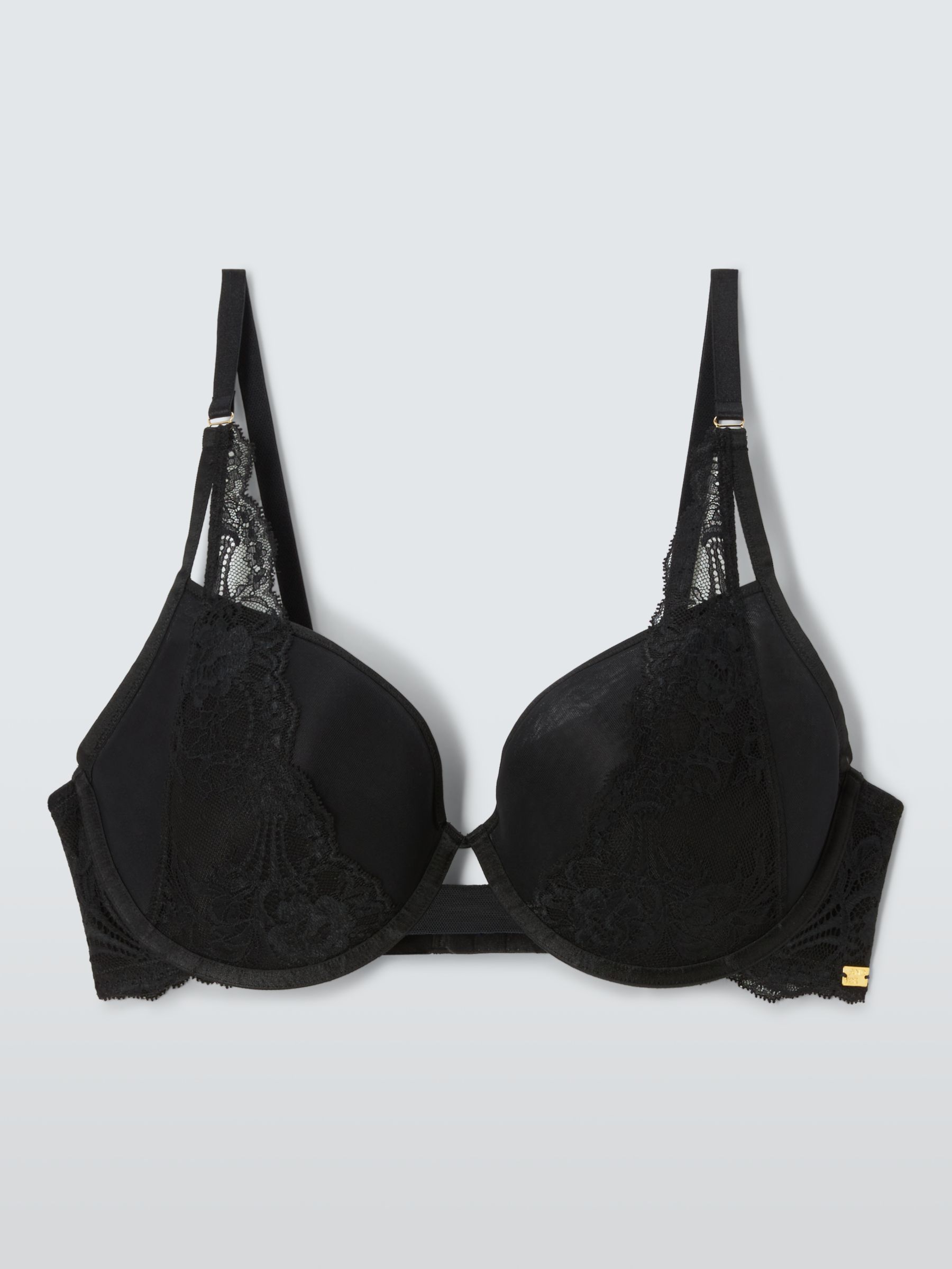 AND/OR Wren Lace Full Support Underwired Plunge Bra, E-G Cup Sizes, Black  at John Lewis & Partners