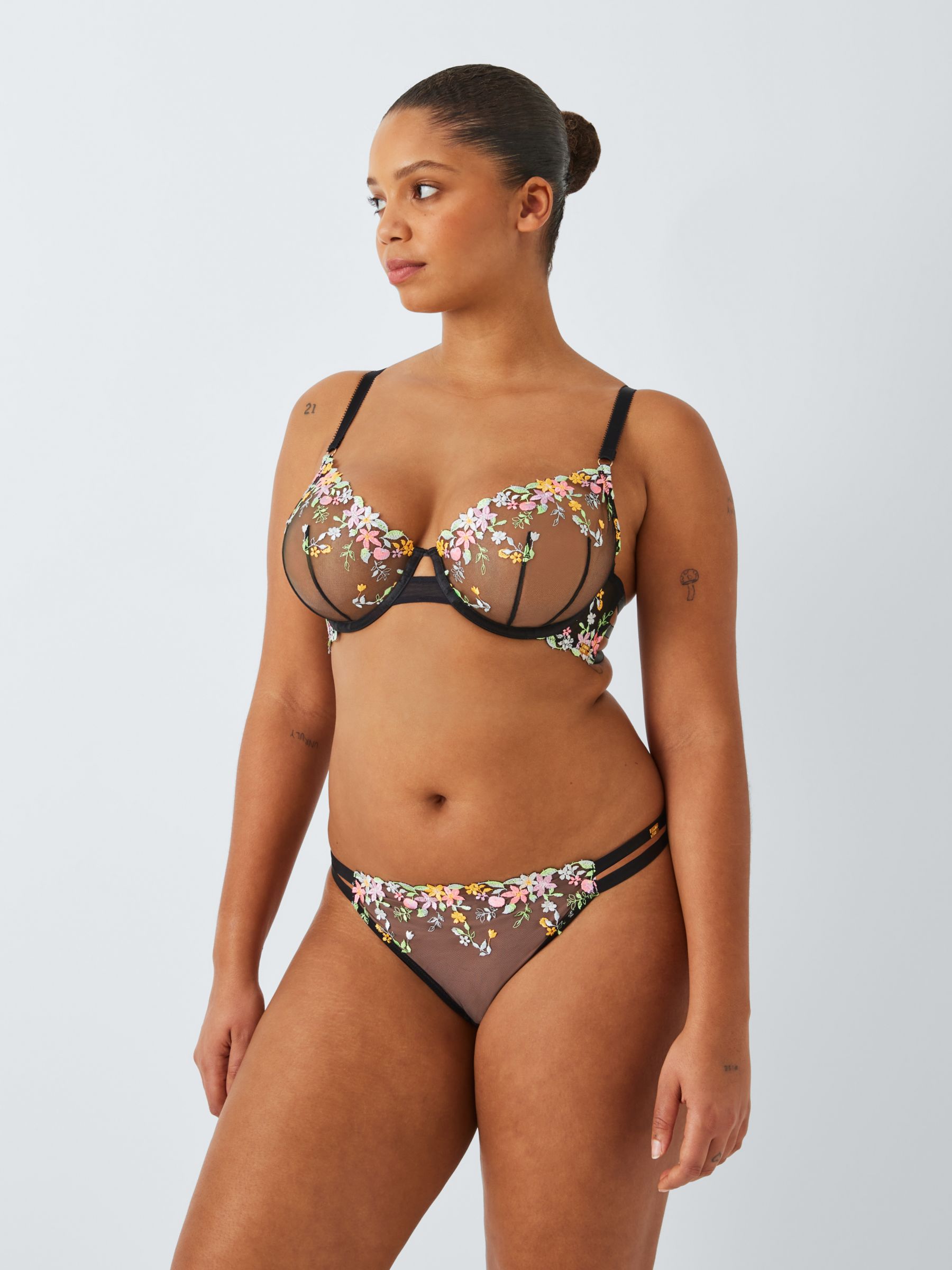 Buy AND/OR Alexis Floral Thong, Black/Multi Online at johnlewis.com