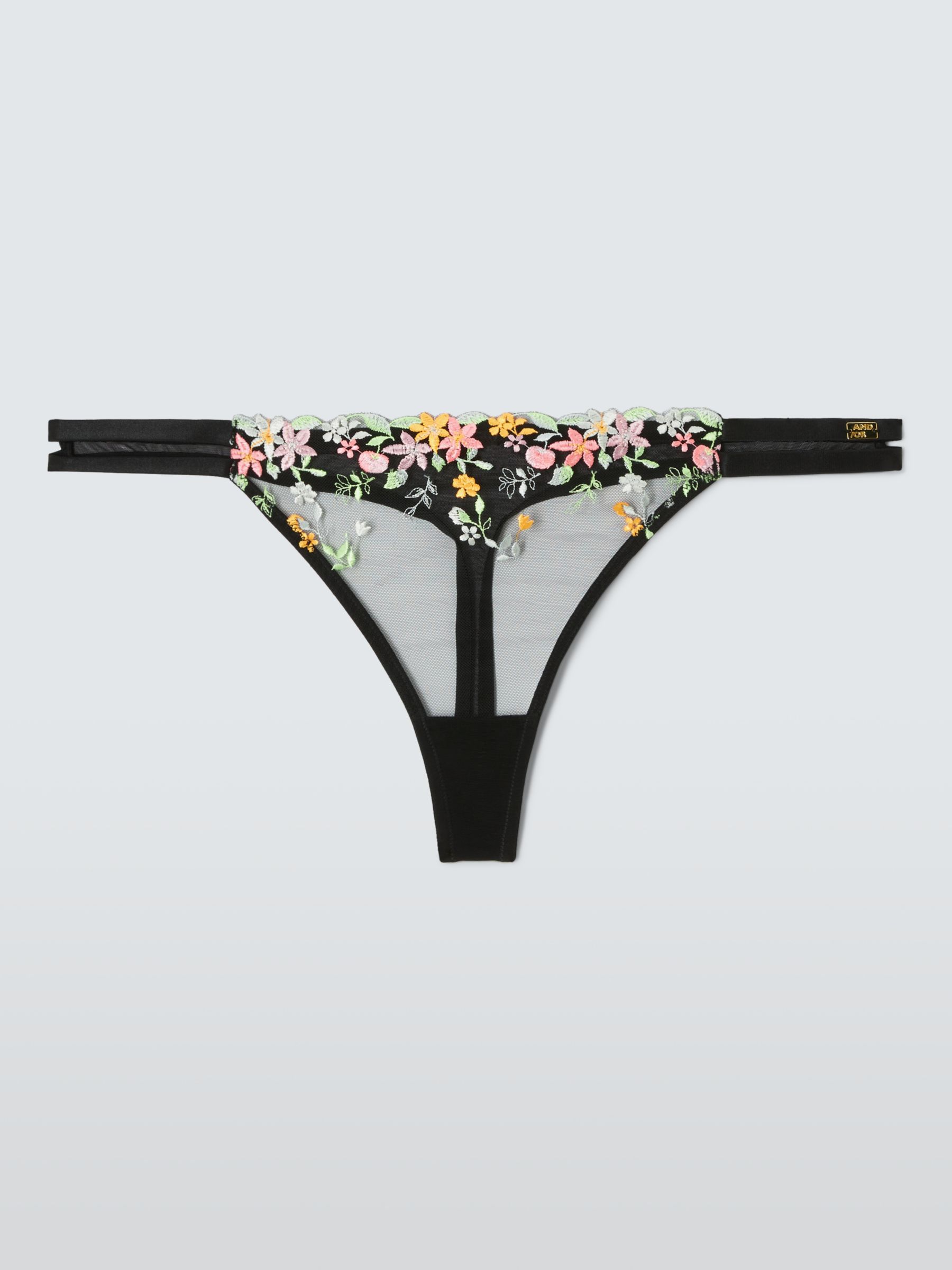 Buy AND/OR Alexis Floral Thong, Black/Multi Online at johnlewis.com