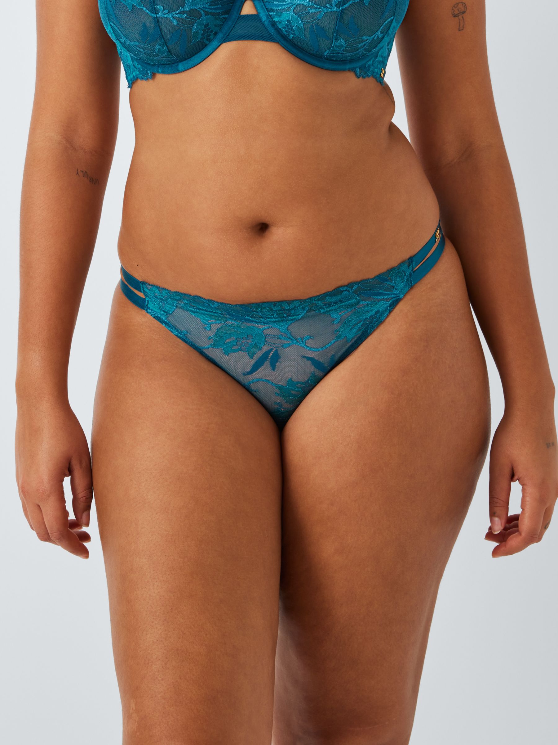 AND/OR Alexis Soft Bloom Lace Thong, Teal Blue, 8