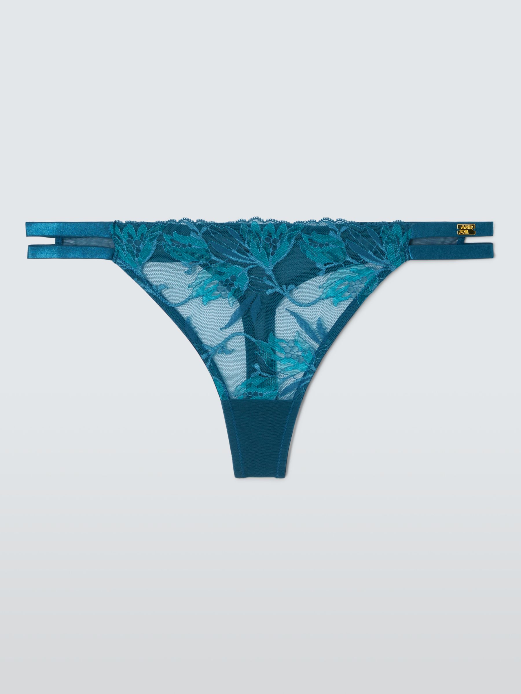 AND/OR Alexis Soft Bloom Lace Thong, Teal Blue, 8