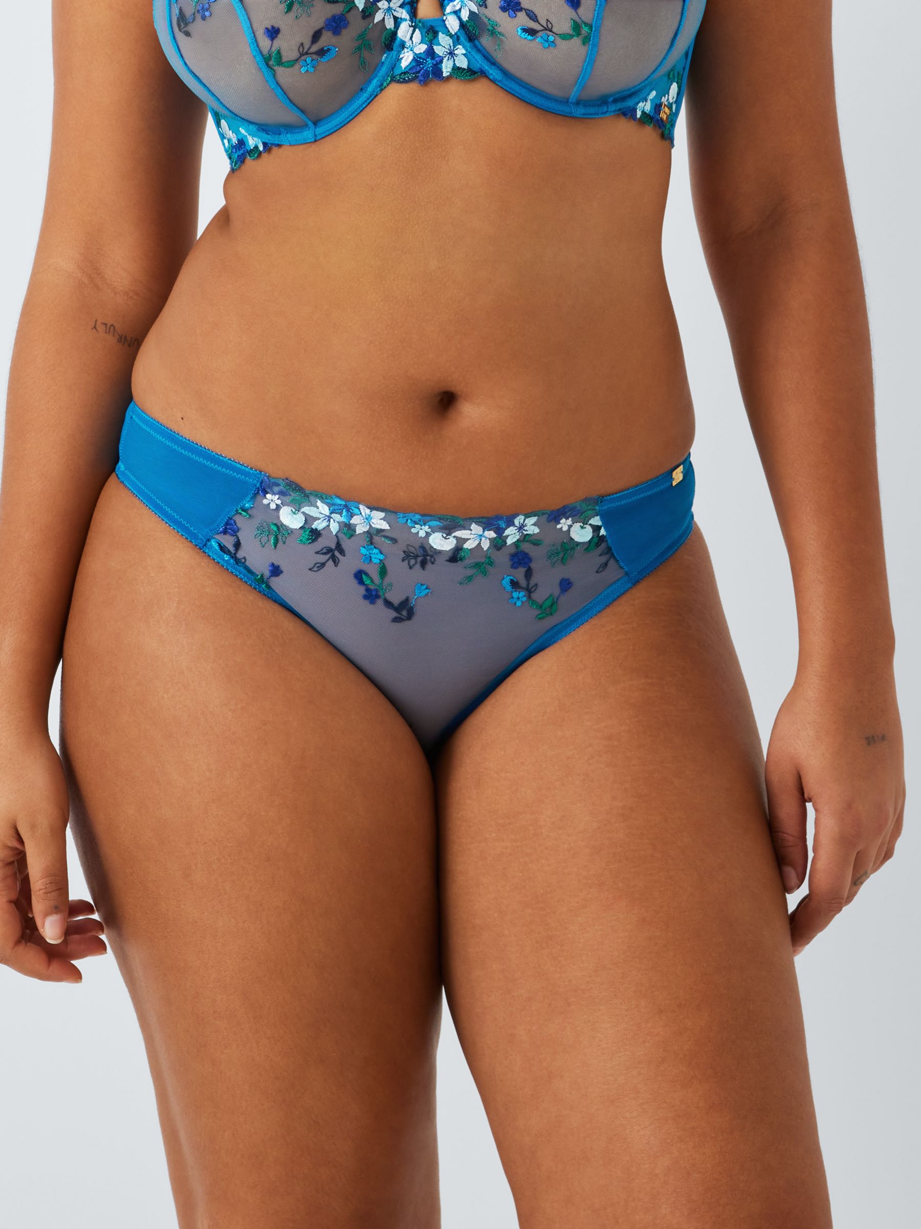 AND/OR Kiki Floral Embroidery Knickers, Light Blue, 16
