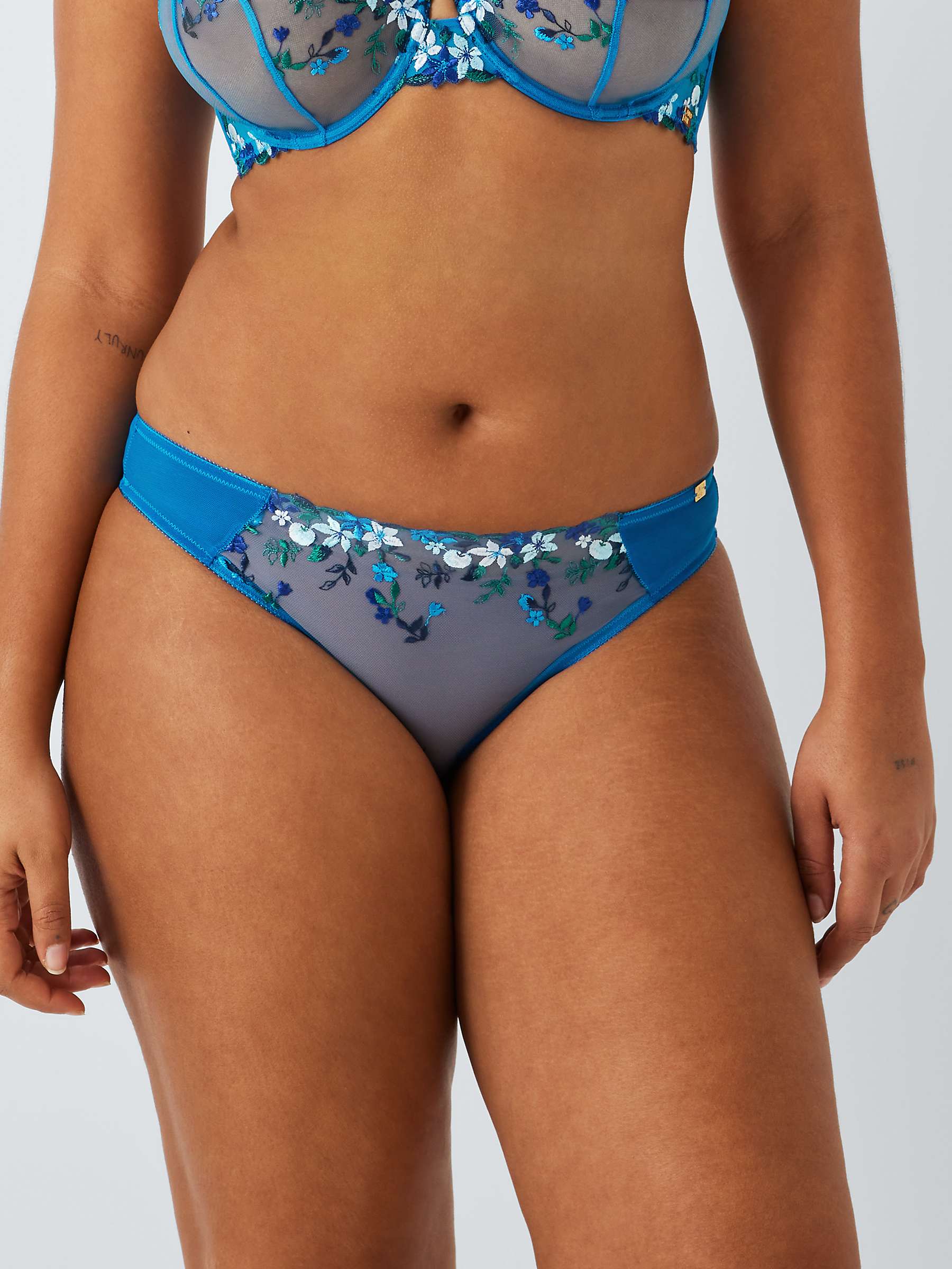 Buy AND/OR Kiki Floral Embroidery Knickers, Light Blue Online at johnlewis.com