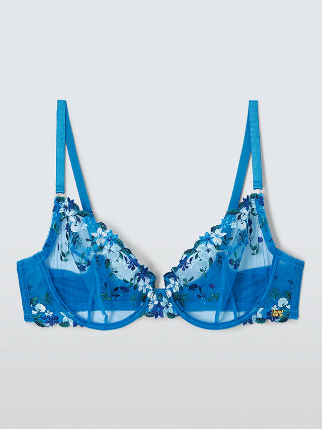 AND/OR Kiki Floral Embroidery Plunge Bra, Light Blue